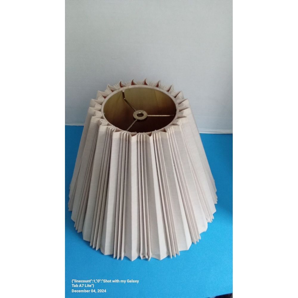 Vintage Pleated Lamp Shade Conical Cream White Traditional Table Lamp Lighting